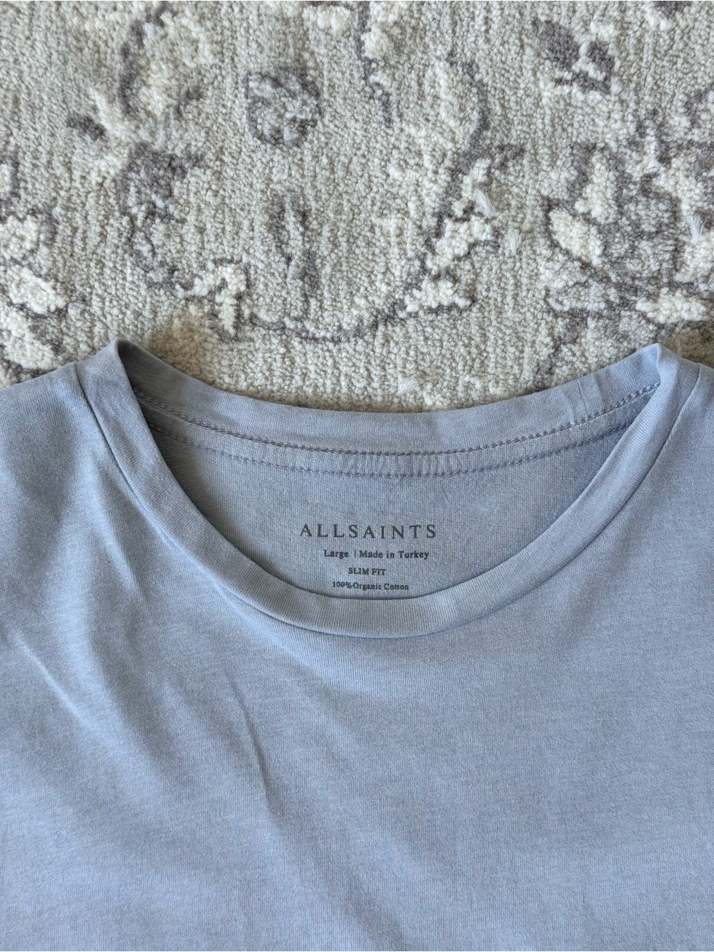 AllSaints Light Blue/Grey Crew Neck Tee in 100% Organic Cotton - Size L - Picture 3 of 7